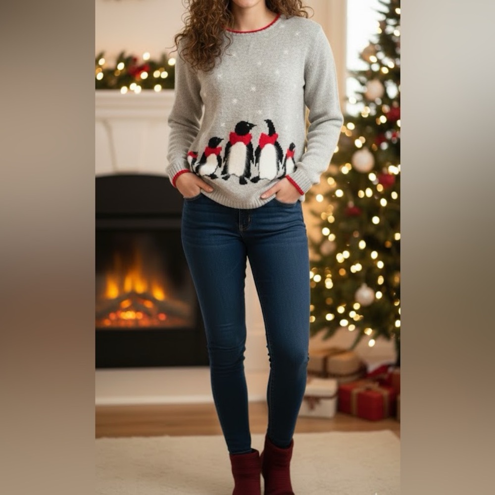 Northern Isles Wool Gray Penguin Sweater